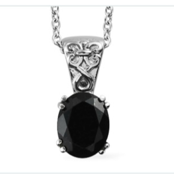 Jewelry - Australian Black Tourmaline 2.75 ctw Pendant Necklace in Stainless Steel